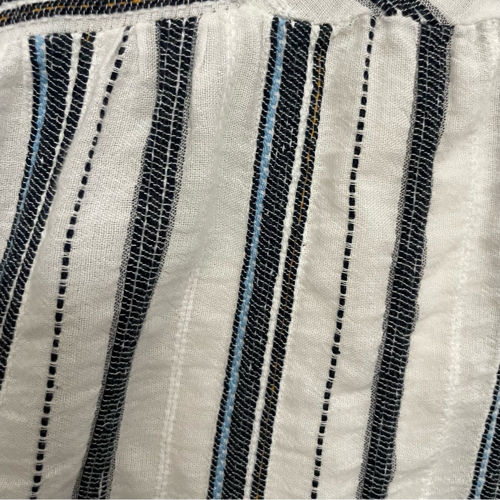 Zara Dres Midi Striped Cotton Button Front Pockets Coastal Beach Cottagecore - Picture 4 of 12